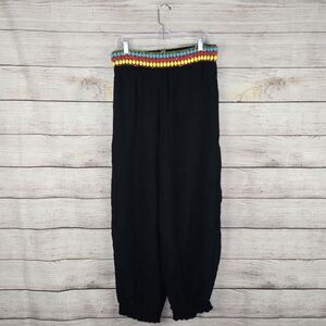 LaModa Clothing Sheer Flowy Multi Pom Pom Hareem Pants Large / XL